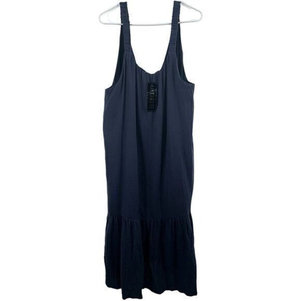 Mikarose Skipper Navy‎ Blue Women's Size XXLarge Tank Dress Lined Tiered Pockets